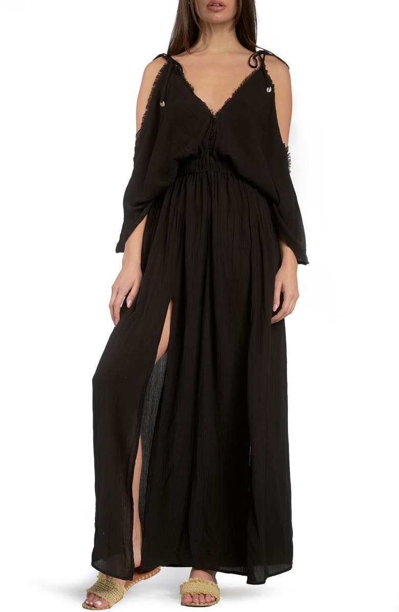 Elan Butterfly Crinkle Cover-Up Maxi Dress, Main, color, 