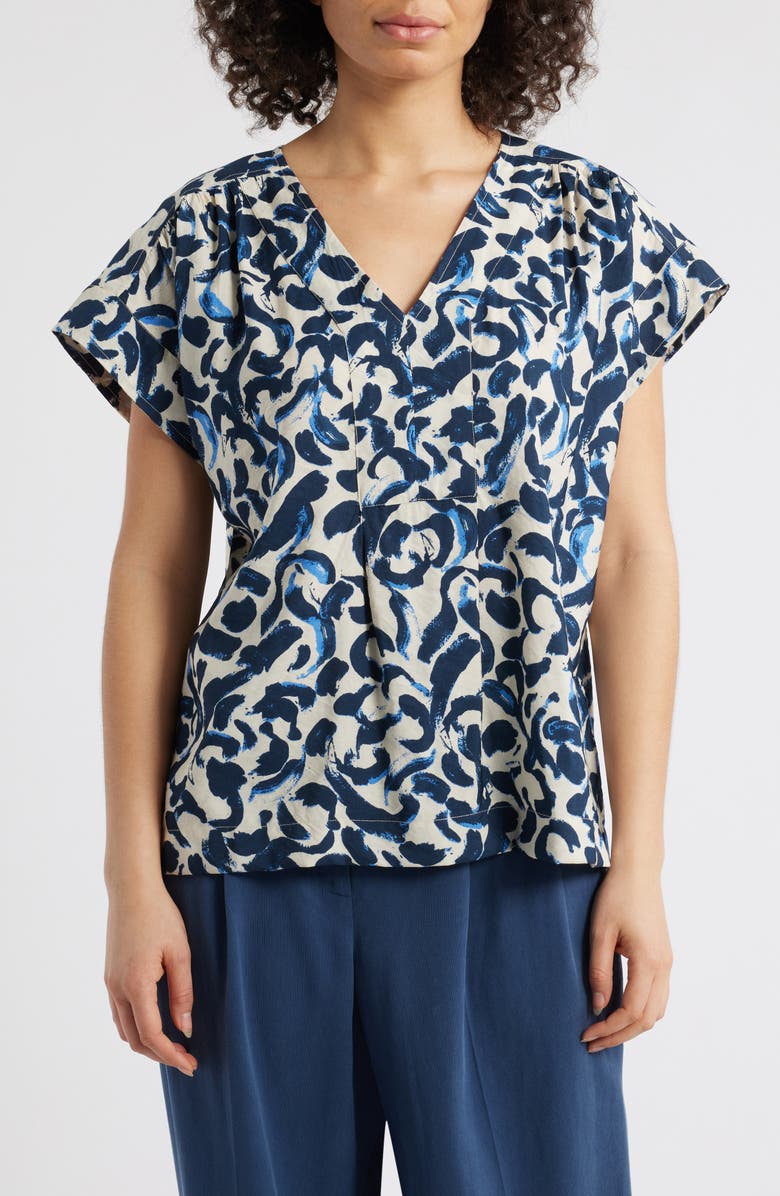 Masai Copenhagen Braidy Abstract Print Popover Top, Main, color, 