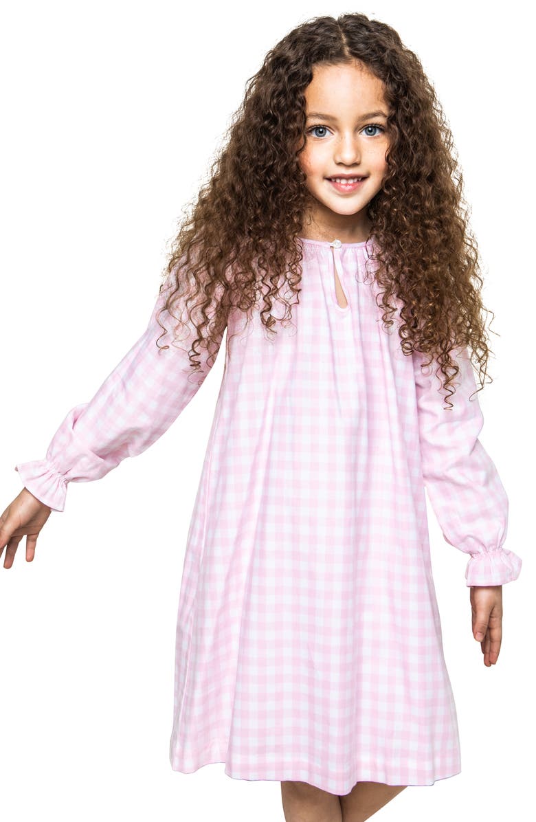 Petite Plume Kids' Delphine Gingham Cotton Nightgown, Alternate, color, Pink
