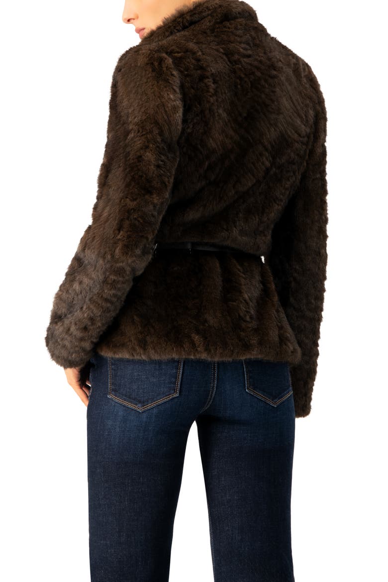 Plush Belted Fake Fur Coat, Alternate, color, Brown