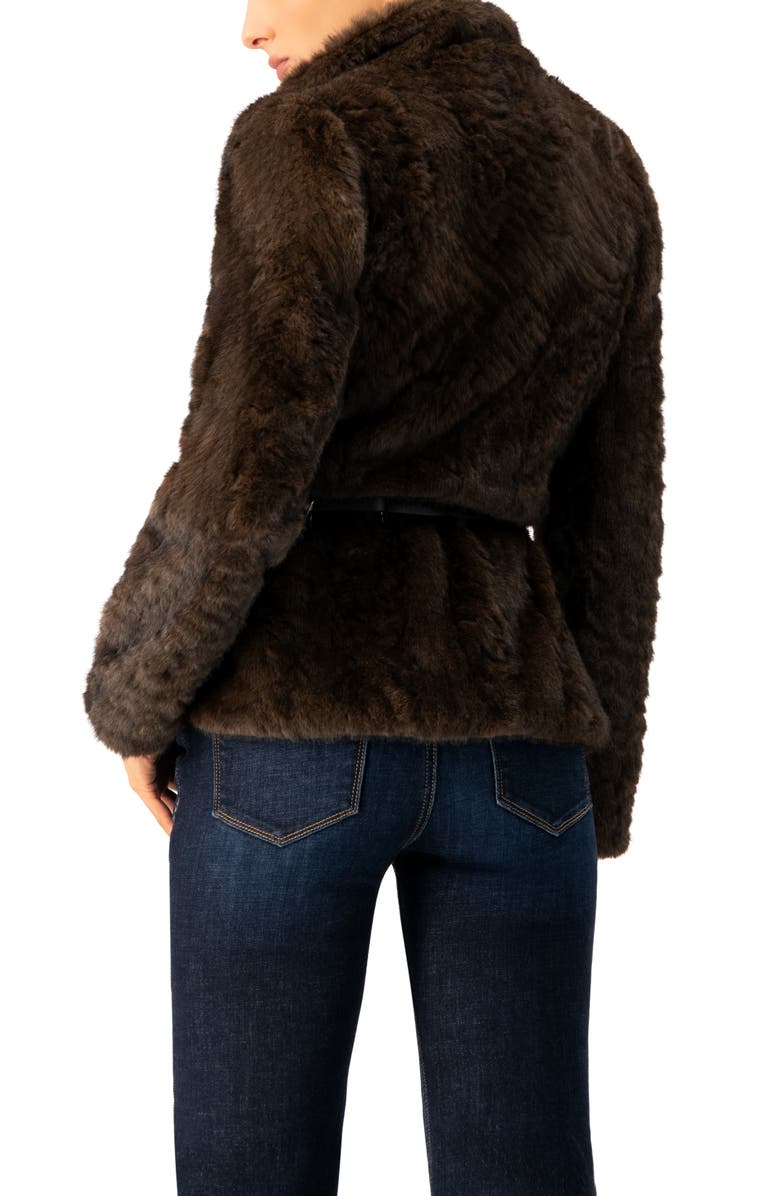 IVONNE Plush Belted Fake Fur Coat, Alternate, color, Brown