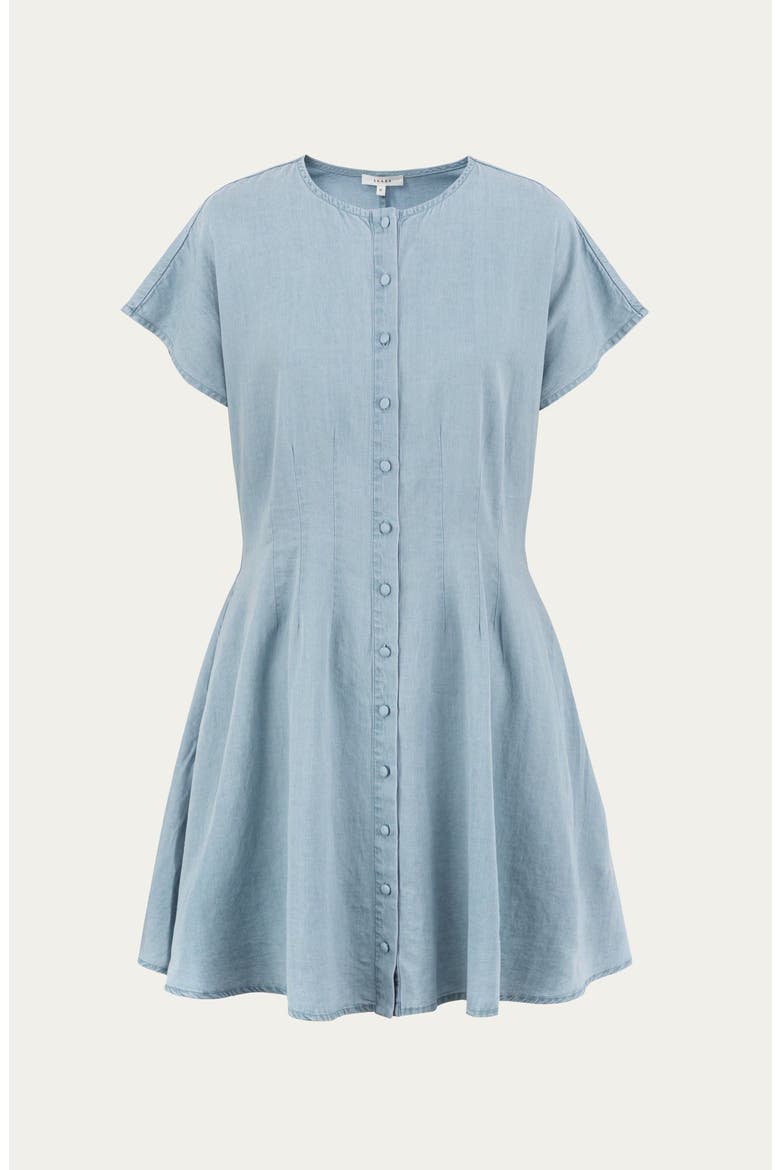 Faye Pleated Shirt Dress, Alternate, color, Chambray Blue
