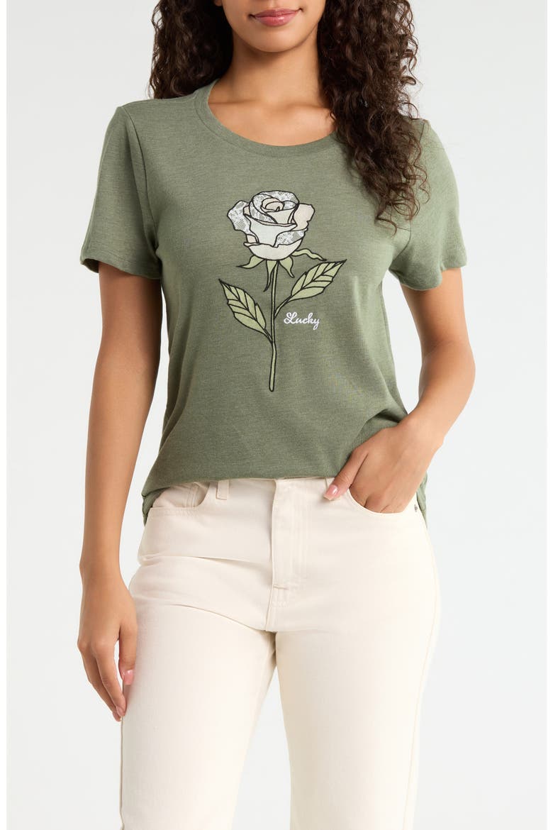 Lace Rose Graphic T-Shirt, Main, color, THYME