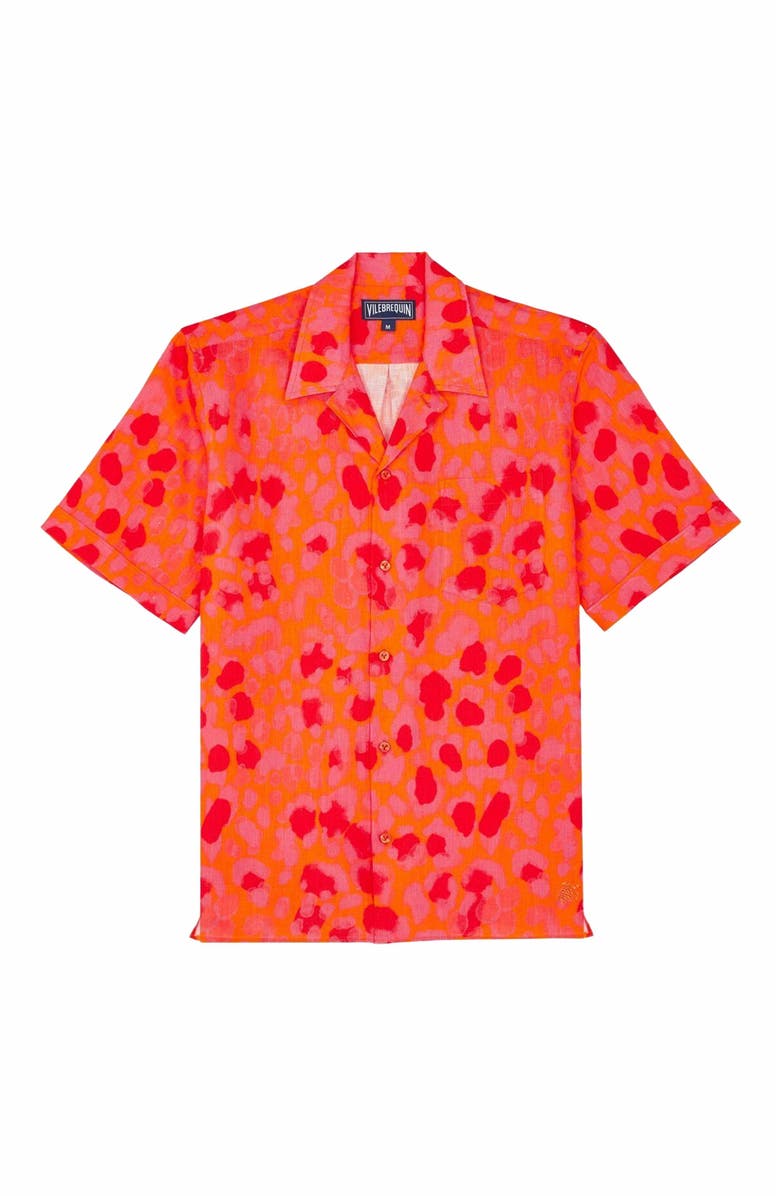 Vilebrequin Men's Bowling Linen New Leopard Shirt, Alternate, color,