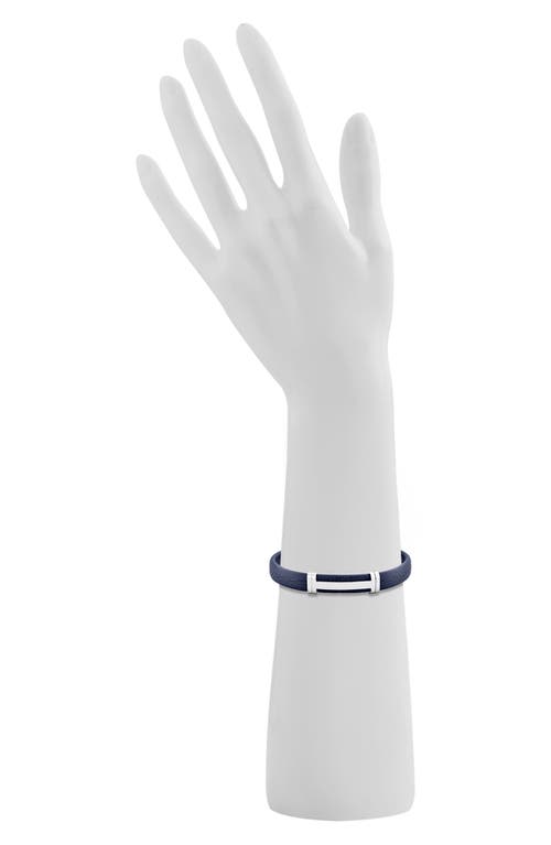 Geoffrey Beene Stainless Steel Cutout Id Leather Bracelet