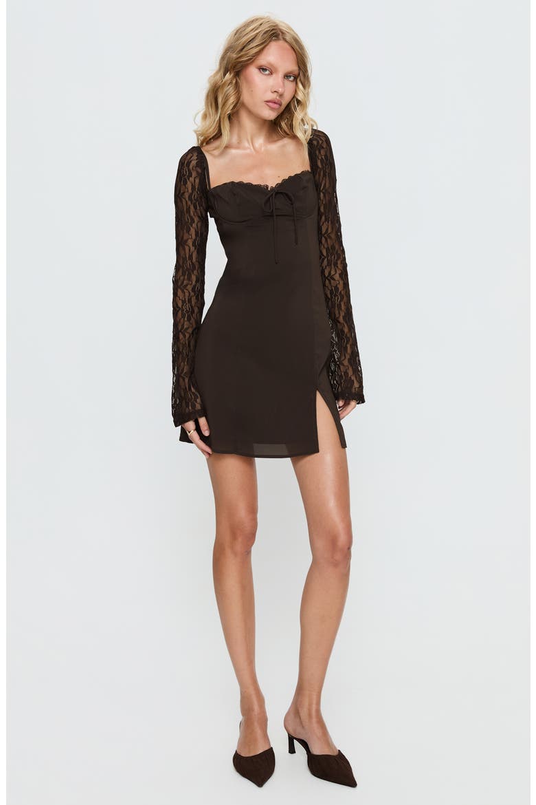 Ashwood Lace Sleeve Minidress, Alternate, color, BROWN