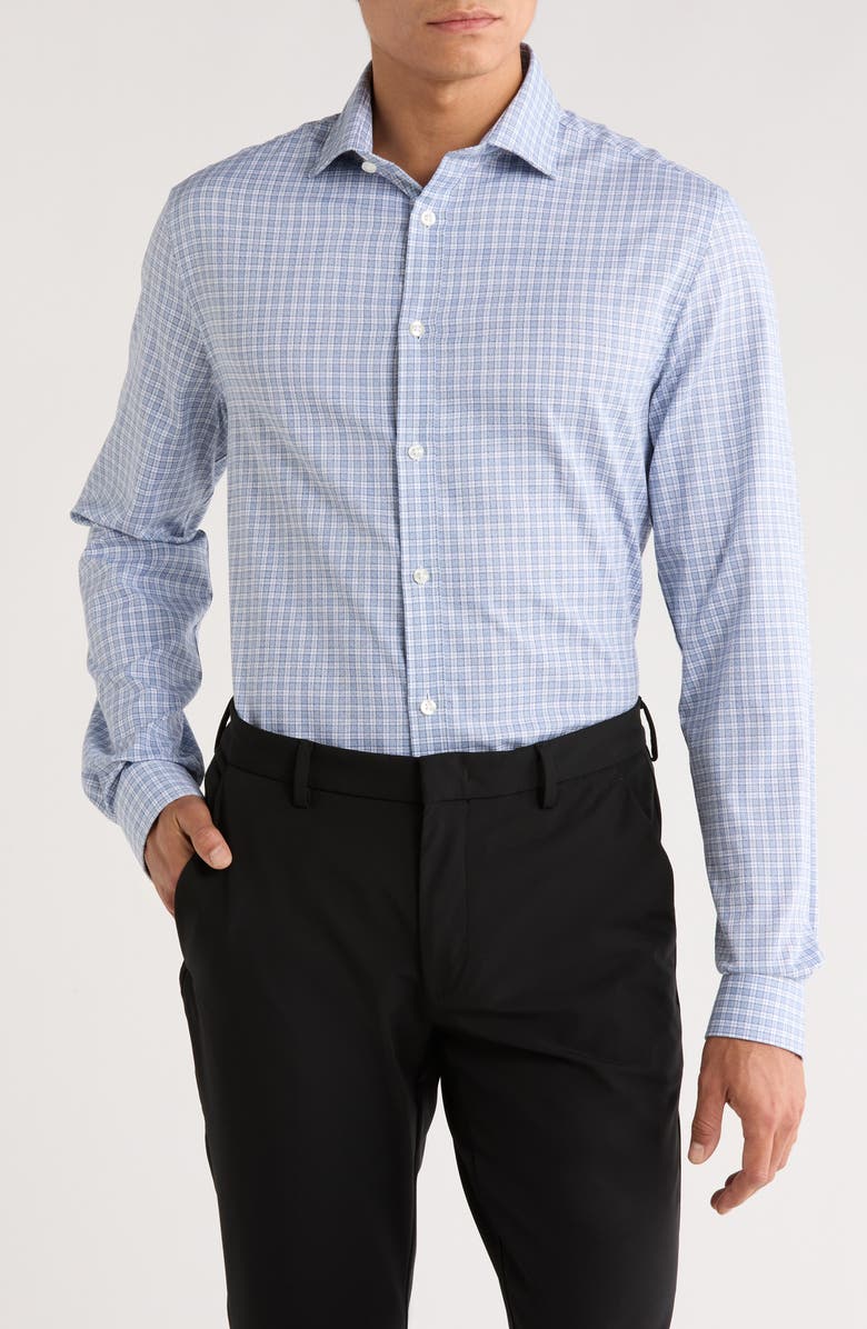 Michael Kors Check Print Slim Fit Performance Dress Shirt, Main, color, Winter