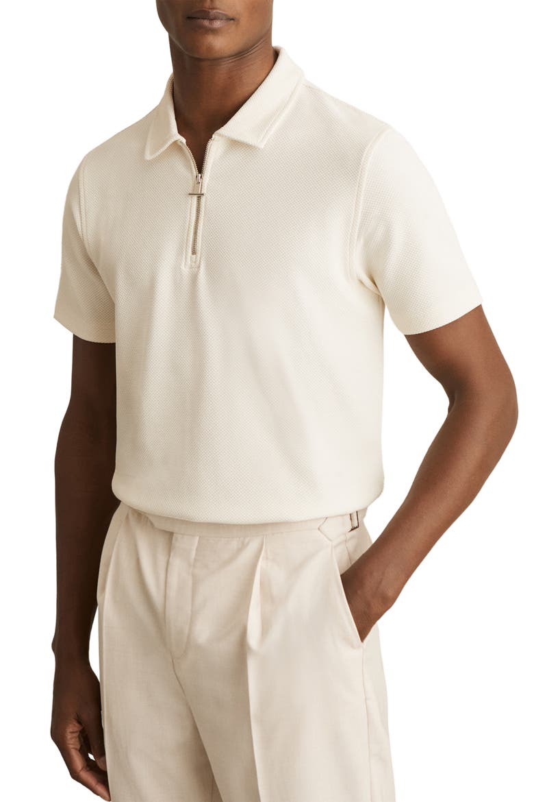 Albany Zip Polo, Main, color, OFF WHITE
