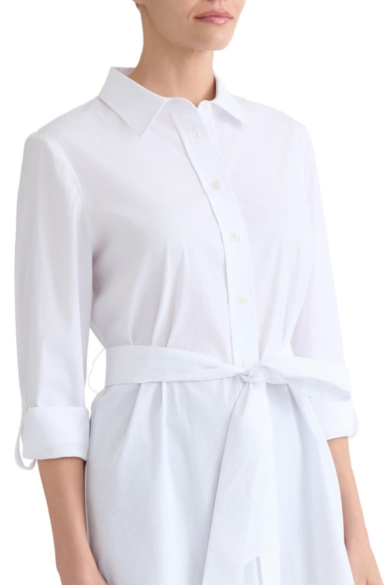 Belted Button Front Roll Sleeve Shirt, Alternate, color, NATURAL WHITE