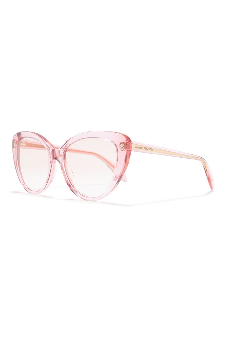 Alexander McQueen 56mm Cat Eye Sunglasses, Alternate, color, PINK PINK PINK