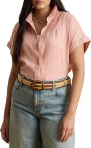 Lauren Ralph Lauren Broono Short Sleeve Linen Button-Up Shirt