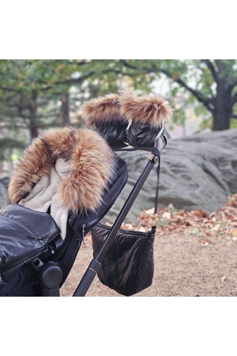 Premium Wool Adjustable Footmuff, Alternate, color, Beige Wool in Pastel Black