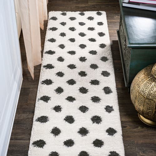 Jonathan Y Pere Modern Charcoal Dot Shag Area Rug In White/gray
