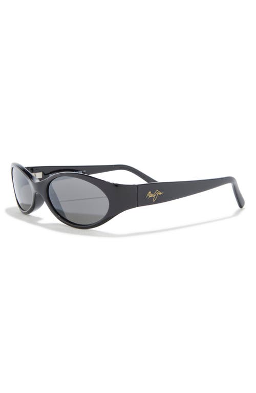 Maui Jim 57mm Polarized Oval Sunglasses In Black