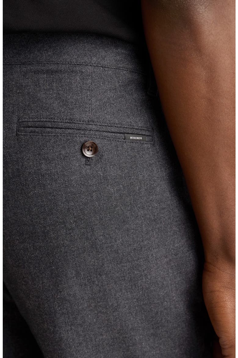 Flat Front Brushed Cotton Herringbone Chinos, Alternate, color, CHARCOAL HERRINGBONE