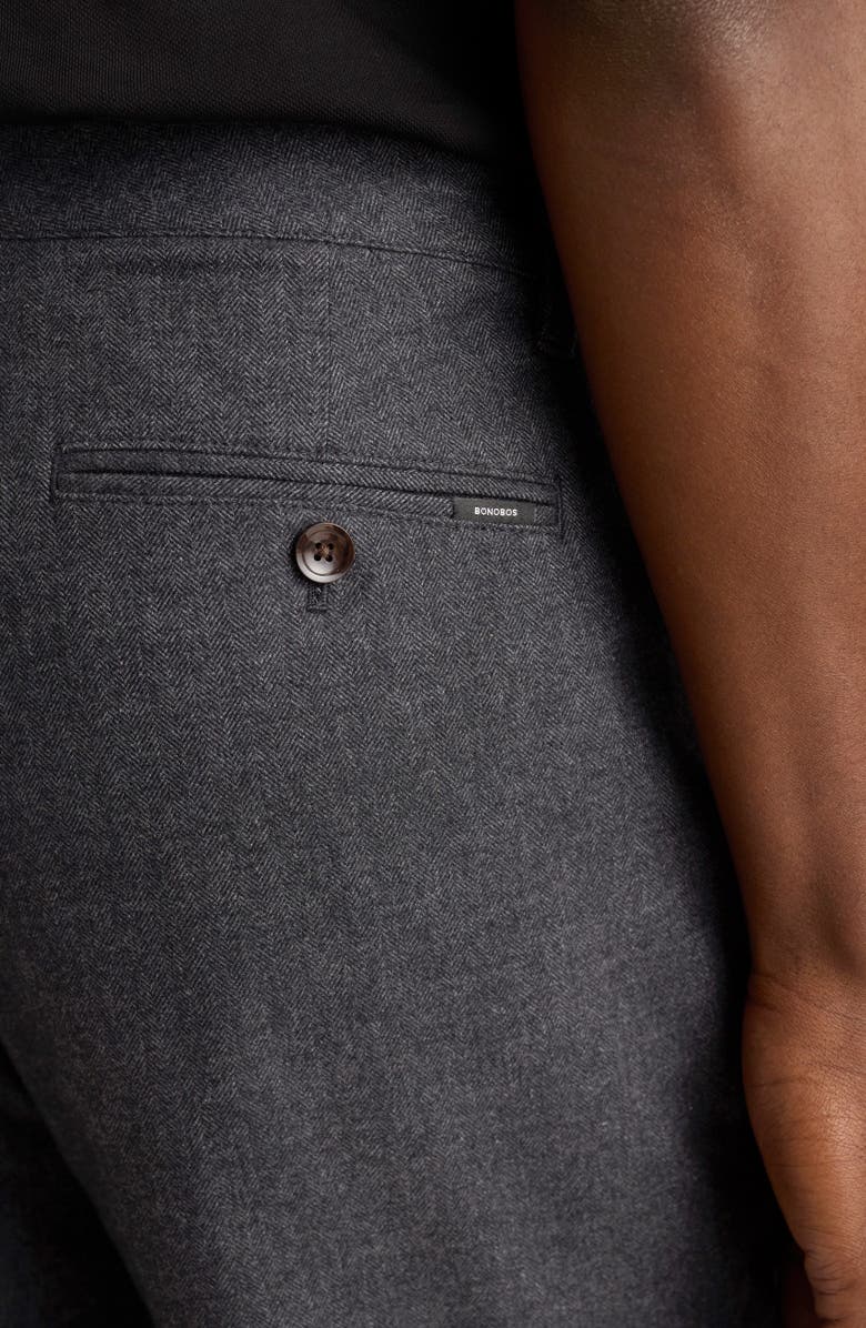 Bonobos Flat Front Brushed Cotton Herringbone Chinos, Alternate, color, Charcoal Herringbone