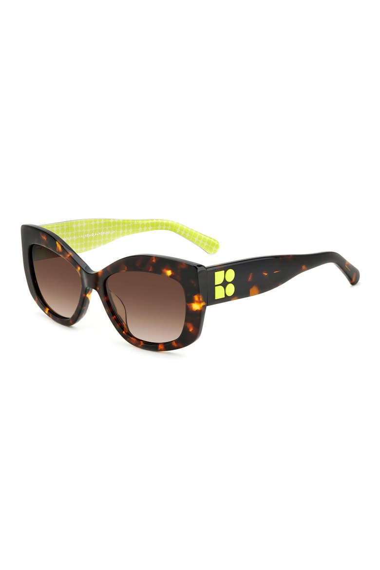 54mm frida square frame sunglasses, Alternate, color, HAVANA