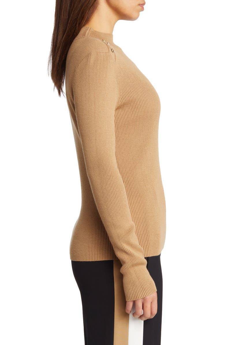 BOSS Fortney Rib Button Shoulder Wool Blend Sweater, Alternate, color, 