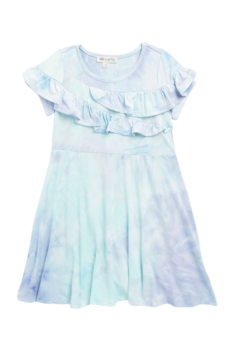 Kids' Ruffle Print Dress, Main, color, MINT