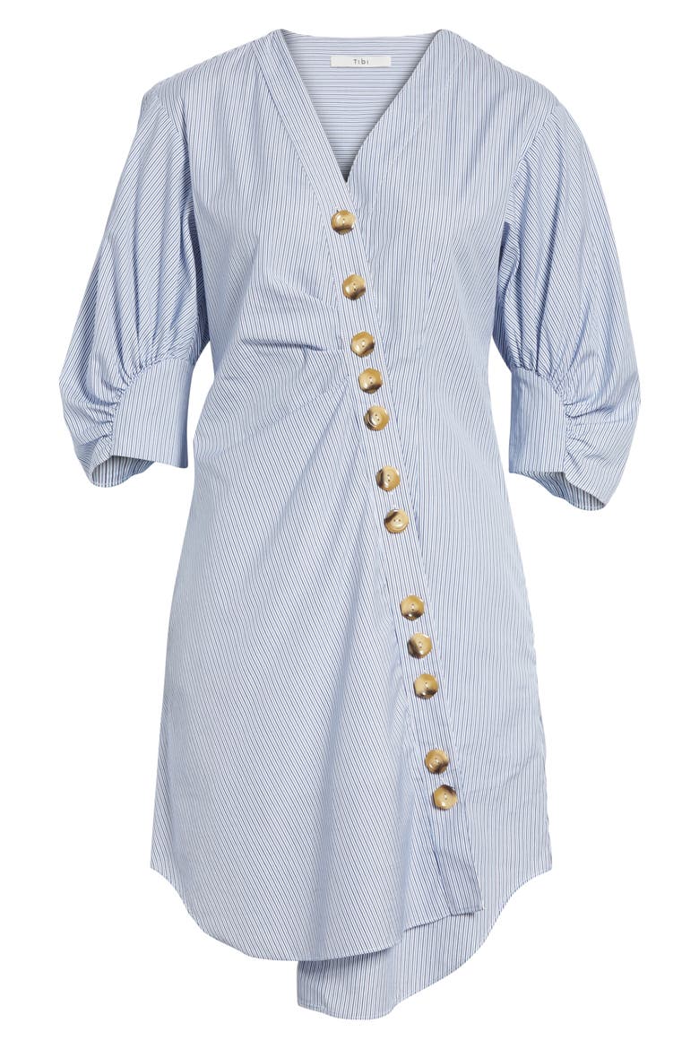Asymmetrical Cotton Shirtdress, Alternate, color, BLUE MULTI