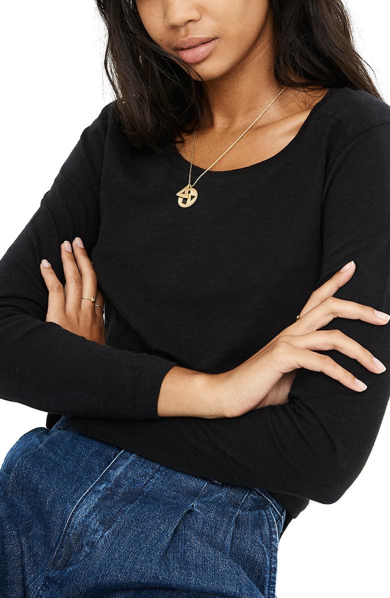 Madewell Whisper Cotton Long Sleeve Crewneck Tee, Main, color, 