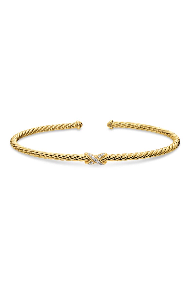 Micro Cable Flex X Bracelet in 18K Gold with Diamonds, 2.6mm, Alternate, color, GOLD