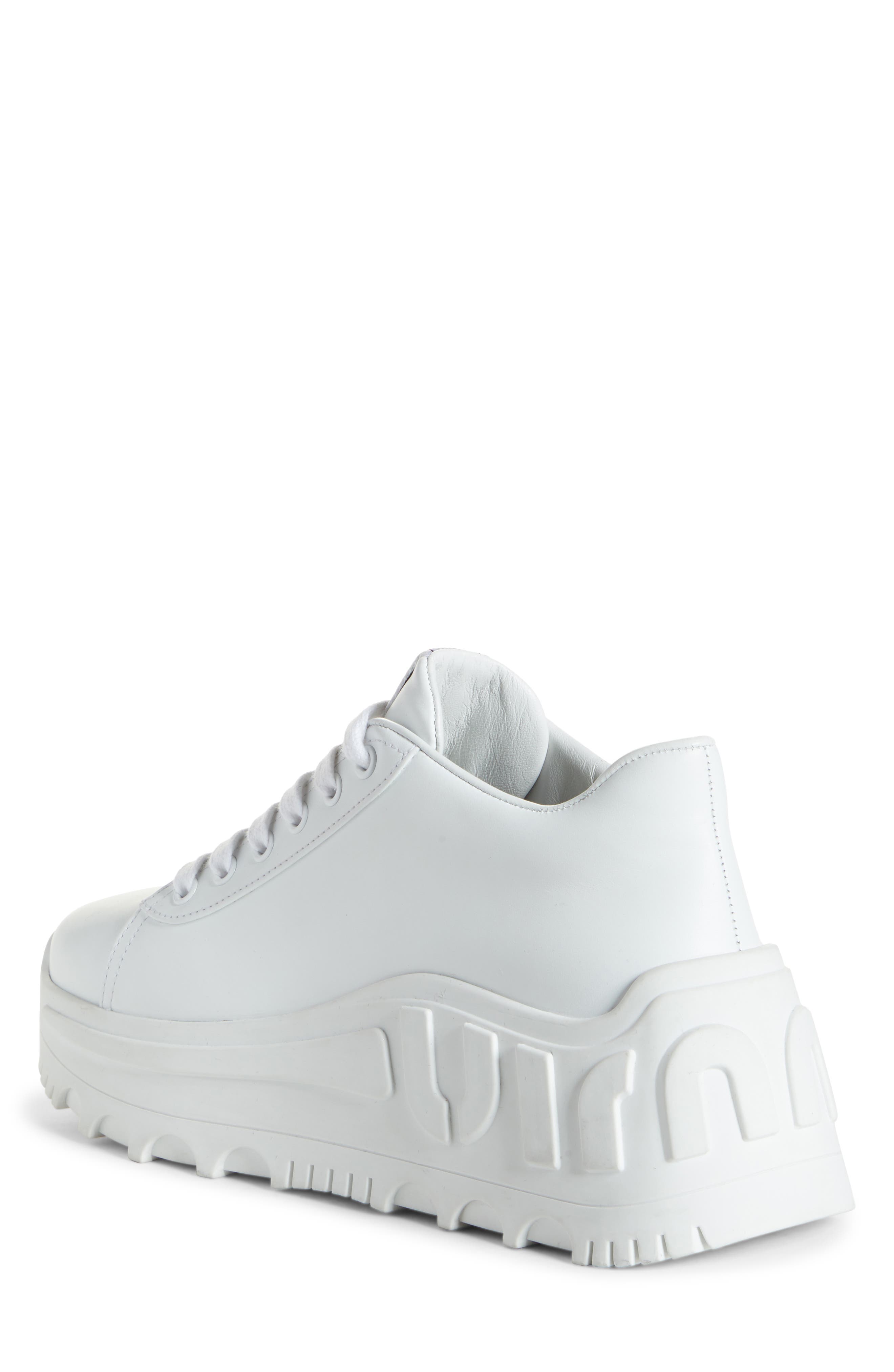 Miu Miu Logo Platform Wedge Sneaker, Alternate, color, 