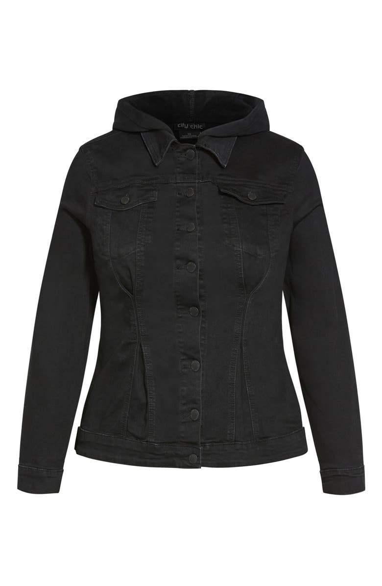 City Chic Hooded Denim Jacket, Alternate, color,