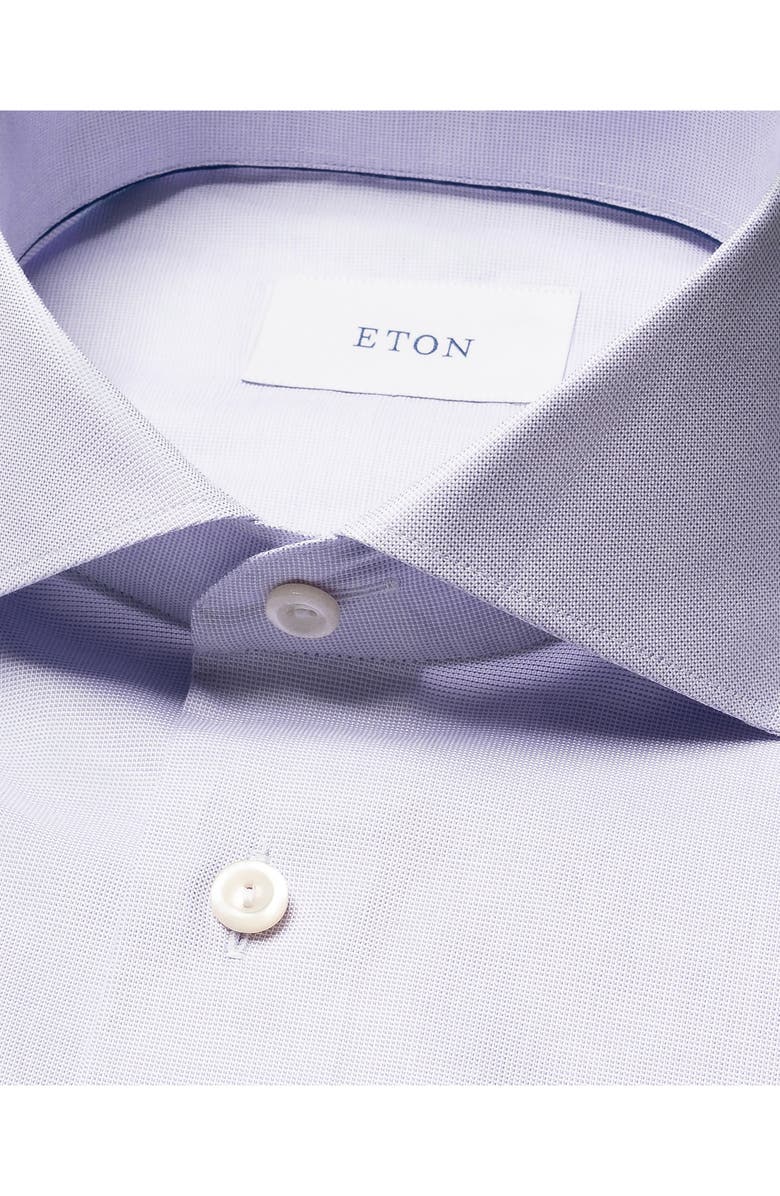 Eton Contemporary Fit Light Purple Microcheck Cotton Dobby Dress Shirt, Alternate, color, Light Purple