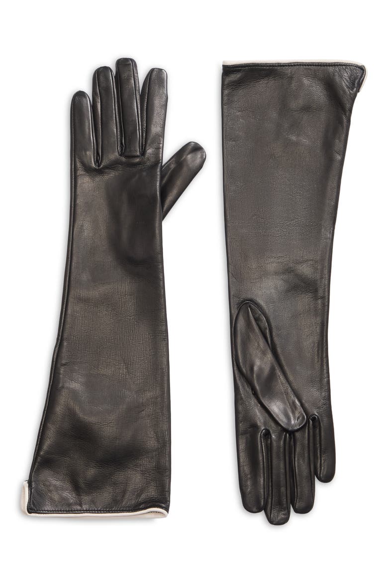 The Kyle Long Leather Gloves, Main, color, BLACK