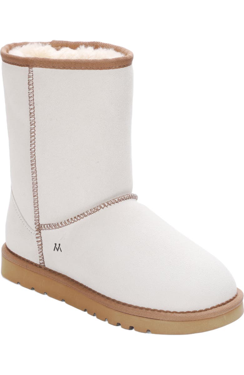 Mykos Suede Faux Fur Lined Boot, Main, color, Cream/ Chestnut