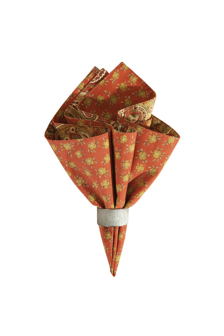 Tangiers Orange Vintage Paisley 100% Cotton  Set of 6 Cloth Napkins, Alternate, color, Orange