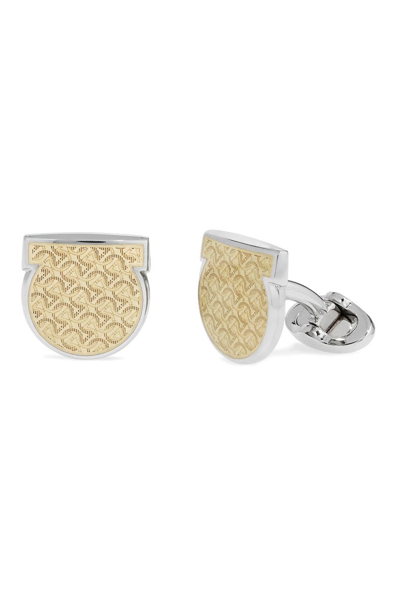 Salvatore Ferragamo Ganenam Gancini Cuff Links, Main, color, GOLD