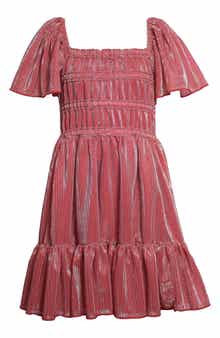 Kids' Flutter Sleeve Glitter Knit Party Dress