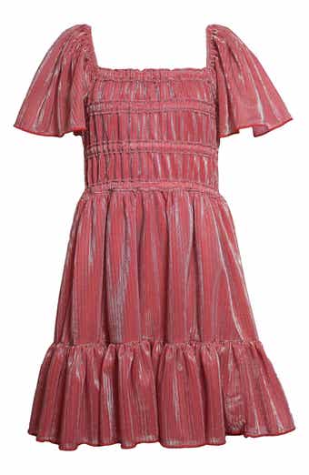 Kids' Flutter Sleeve Glitter Knit Party Dress