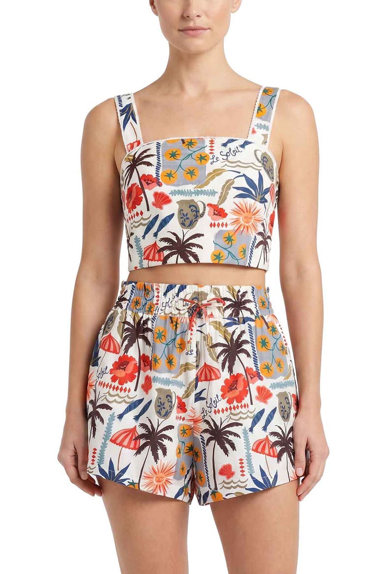Ilyssa Square Neck Smocked Crop Top, Alternate, color, Riviera