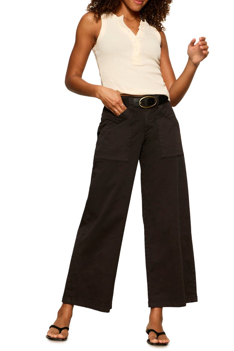 Idol Stretch Twill Wide Leg Ankle Pants, Alternate, color, BLACK