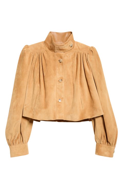 Puff Sleeve Suede Jacket