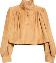 Chloé Puff Sleeve Suede Jacket