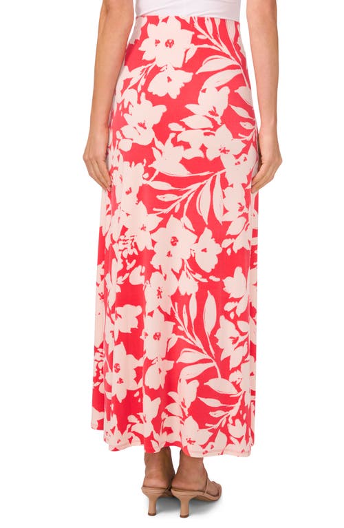Shop Vince Camuto Floral Pull-on Midi Skirt In Cayenne