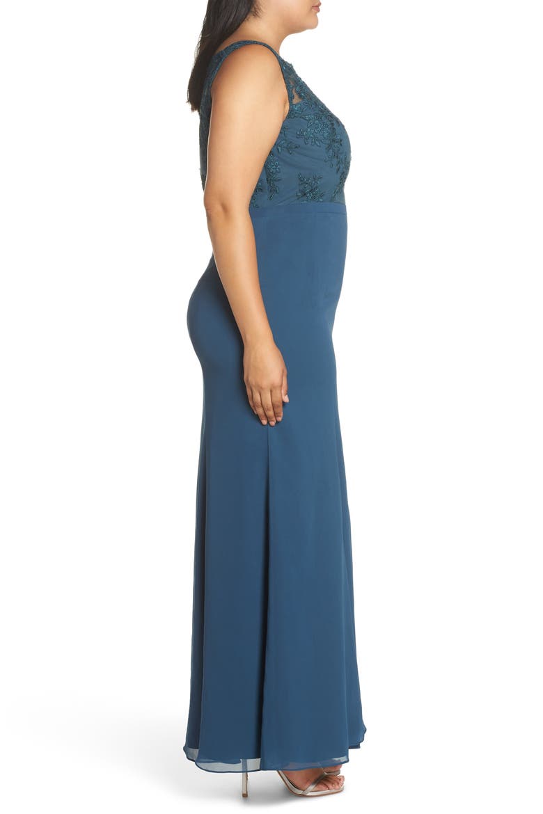 Embroidered Gown, Alternate, color, GREEN