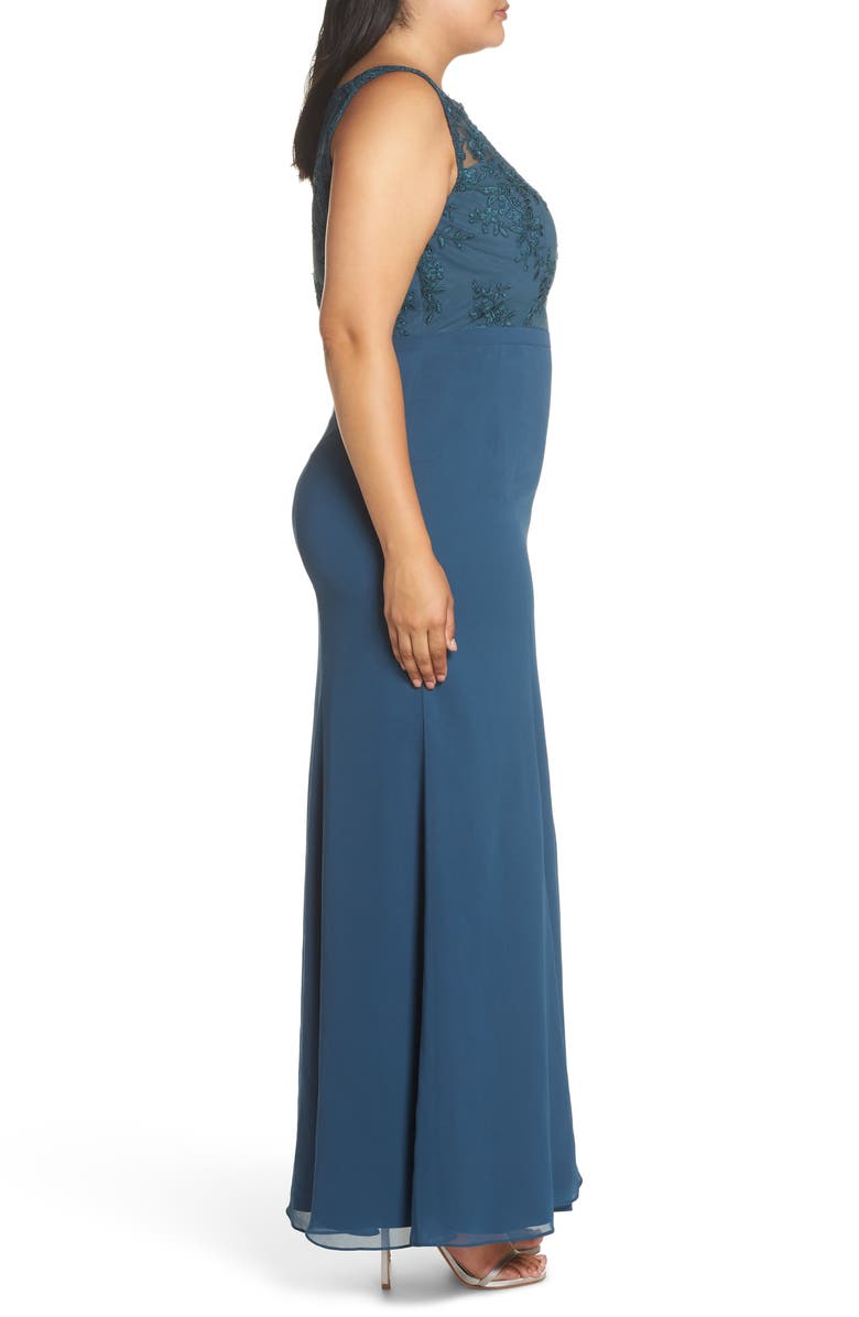 Chi Chi London Embroidered Gown, Alternate, color, 