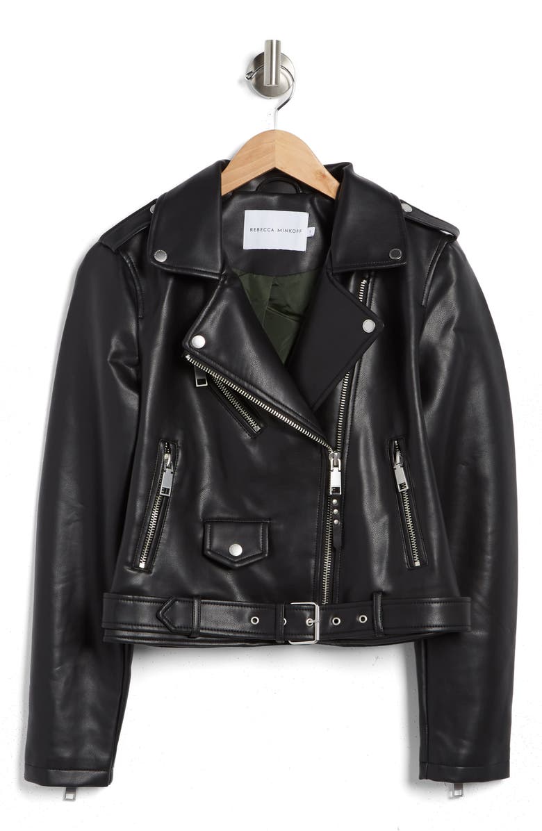 Rebecca Minkoff Faux Leather Moto Jacket, Alternate, color, 