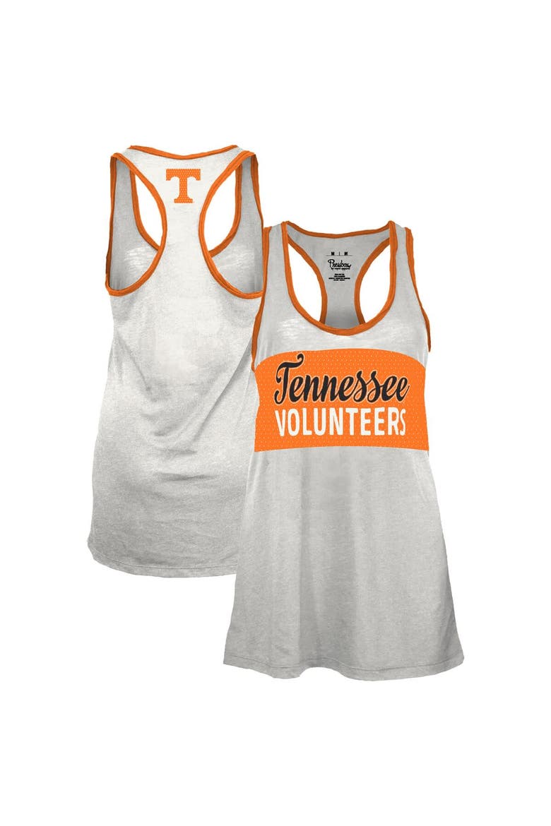 Women's Pressbox White/Tennessee Orange Tennessee Volunteers Tracy Racerback Burnout Tank Top, Main, color, White