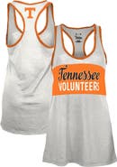 PRESSBOX Women's Pressbox White/Tennessee Orange Tennessee Volunteers Tracy Racerback Burnout Tank Top
