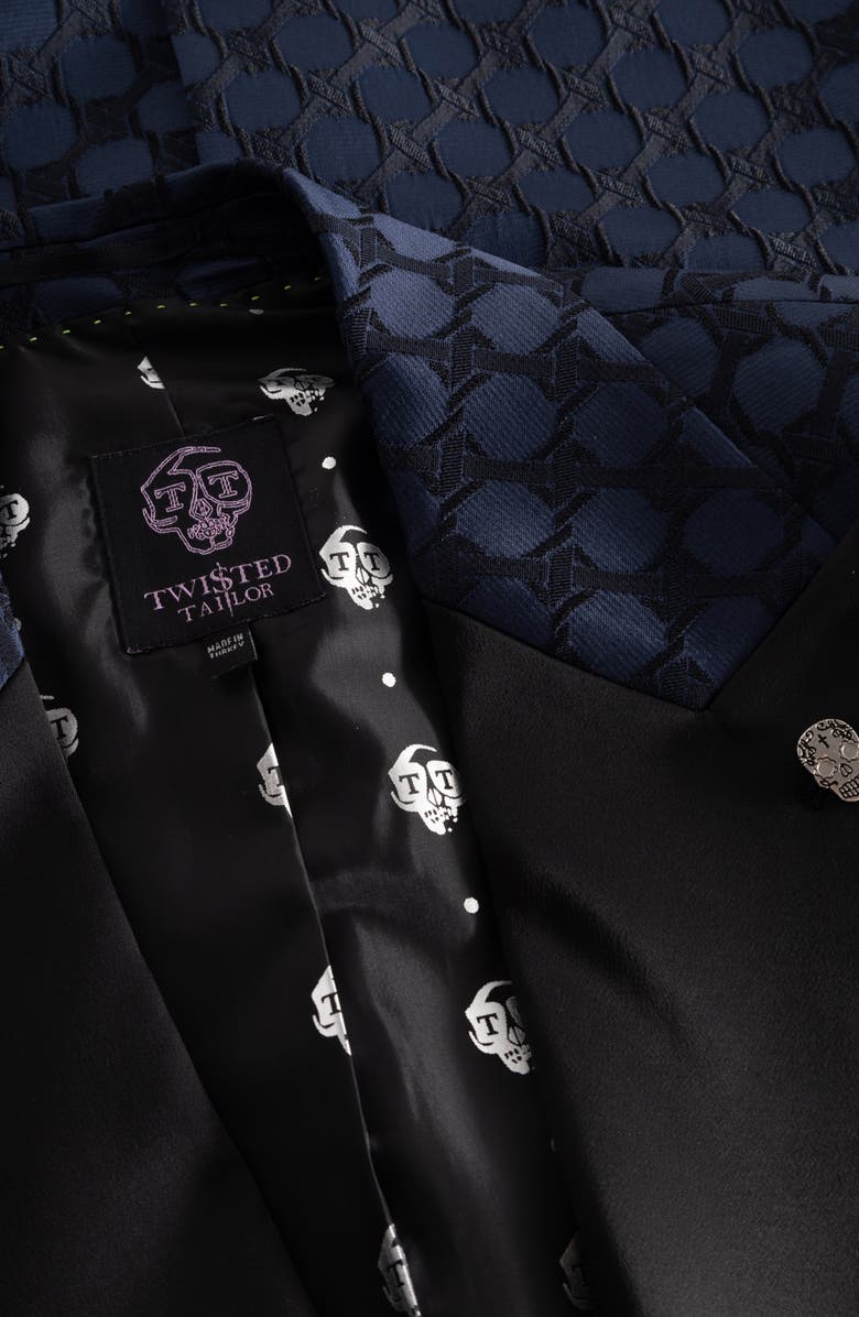 Twisted Tailor Papatya Slim Fit Navy Jacquard Suit Jacket, Alternate, color, 
