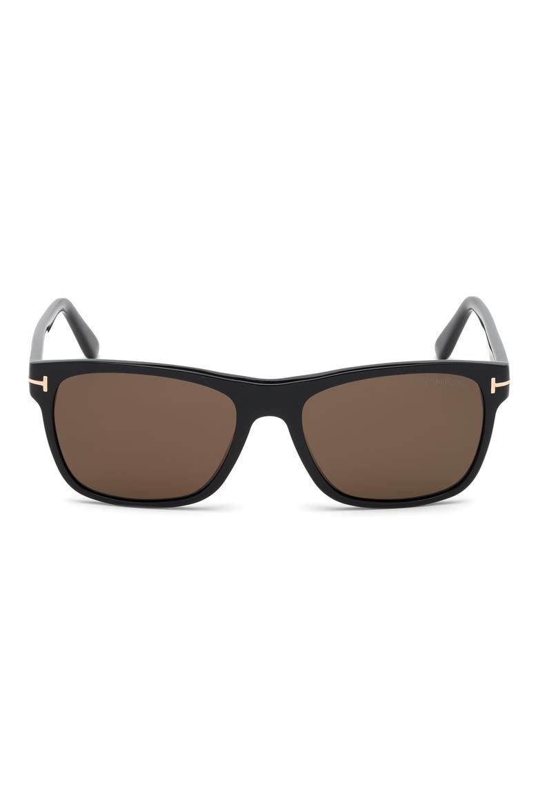 Giulio 57mm Geometric Sunglasses, Main, color, SHINY BLACK / BROWN
