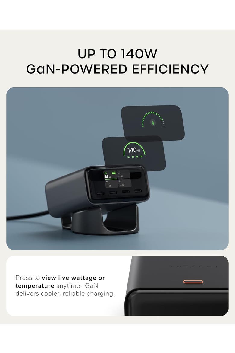 140W Desktop Charger with Digital Display, Alternate, color, Space Black