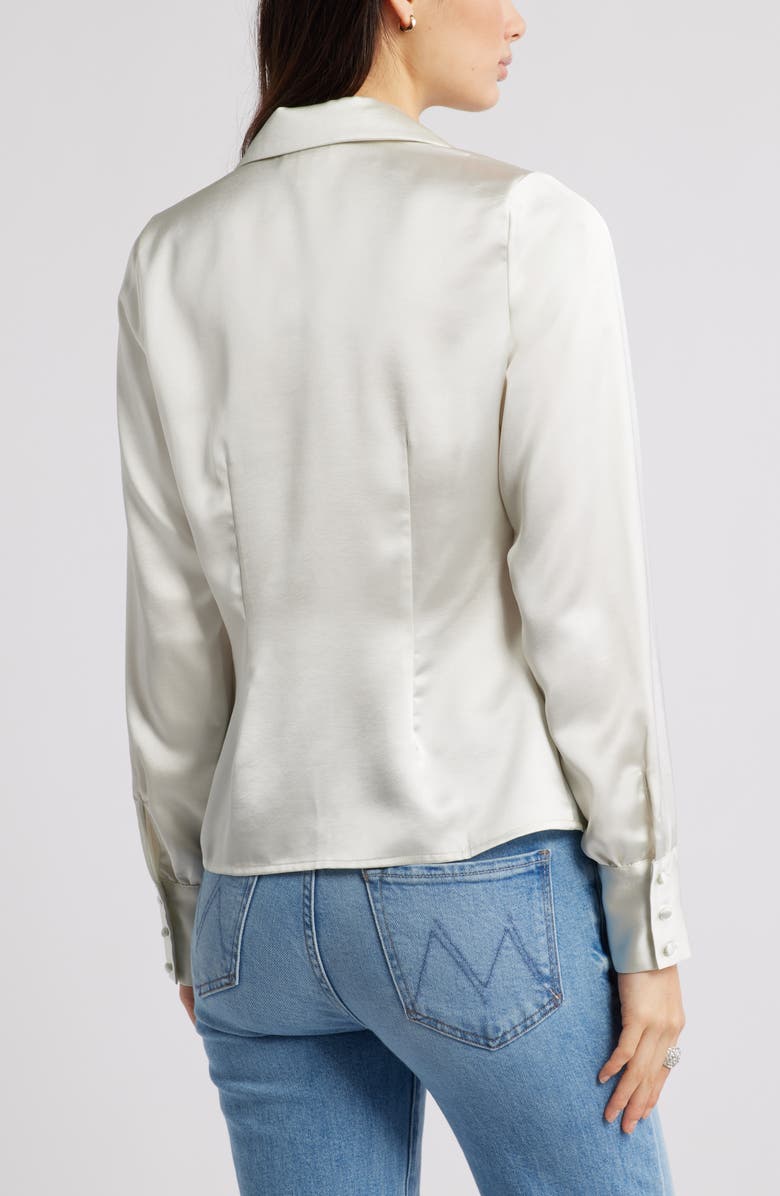 Open Edit Satin Button-Up Shirt, Alternate, color, Ivory
