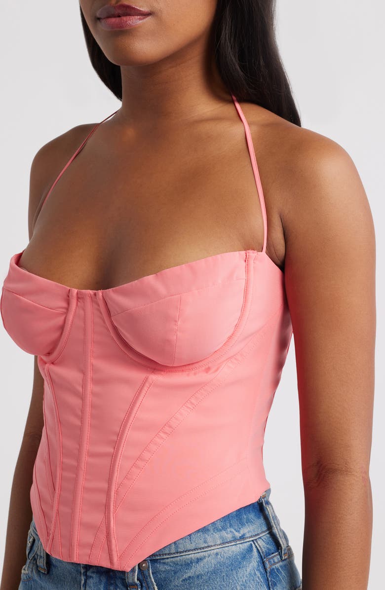 Mistress Rocks Halter Corset Top, Alternate, color, Coral
